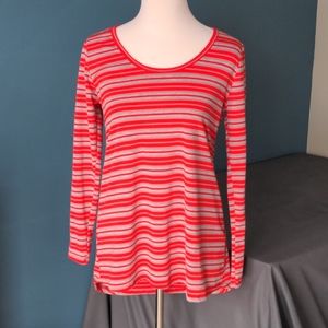 Red Striped Lularoe Scooped Neck Long Sleeve Tee